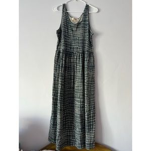 LAST CHANCE YMC Blue White Sleeveless Swing Midi Tank Dress Medium